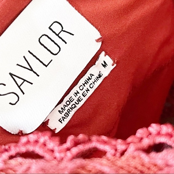 Saylor Lace Mockneck Long Sleeves Mini Celia Dress in Russet Size Medium - Picture 8 of 10